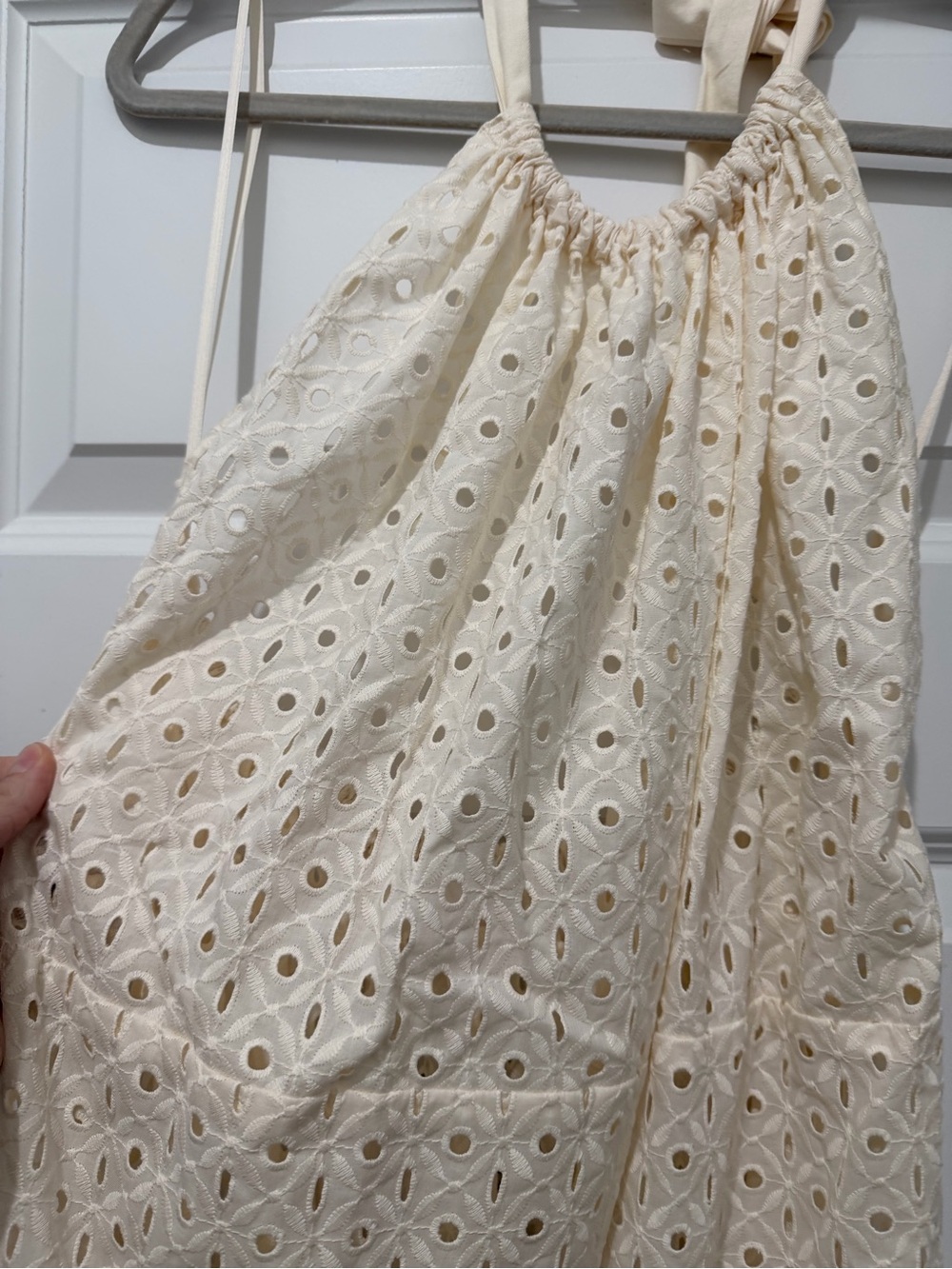 Vitamin A Cream Eyelet Halter Maxi Dress coverup - Picture 3 of 6